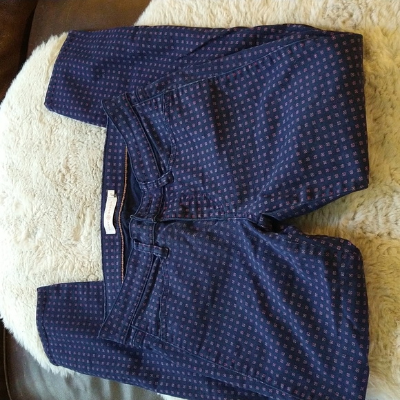 VGUC. Tory Burch pants size 26. 26"L. Navy and red print. - Picture 1 of 10